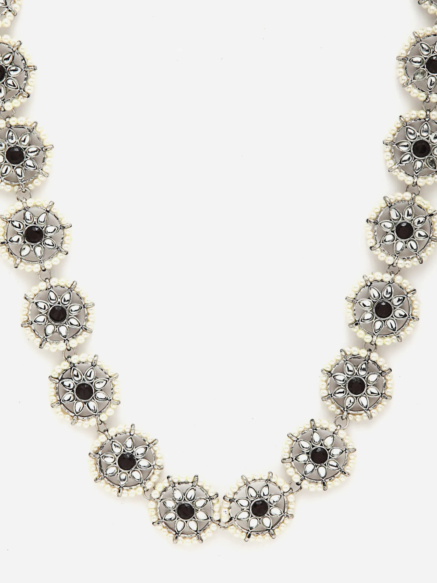 Oxidised Sliver-Toned Kundan Studded Kamarbandh