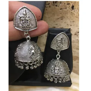 Oxidized Silver Afghani Tribal Ganesha God Temple Jhumki Earrings