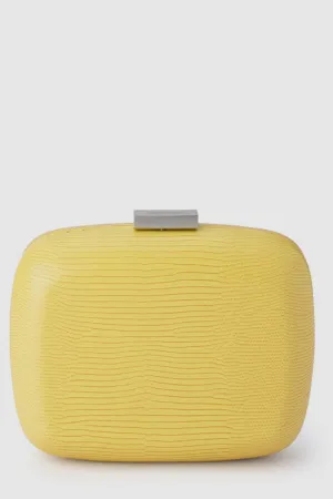 Paloma Reptile Emboss Oversized Clutch - Lemon