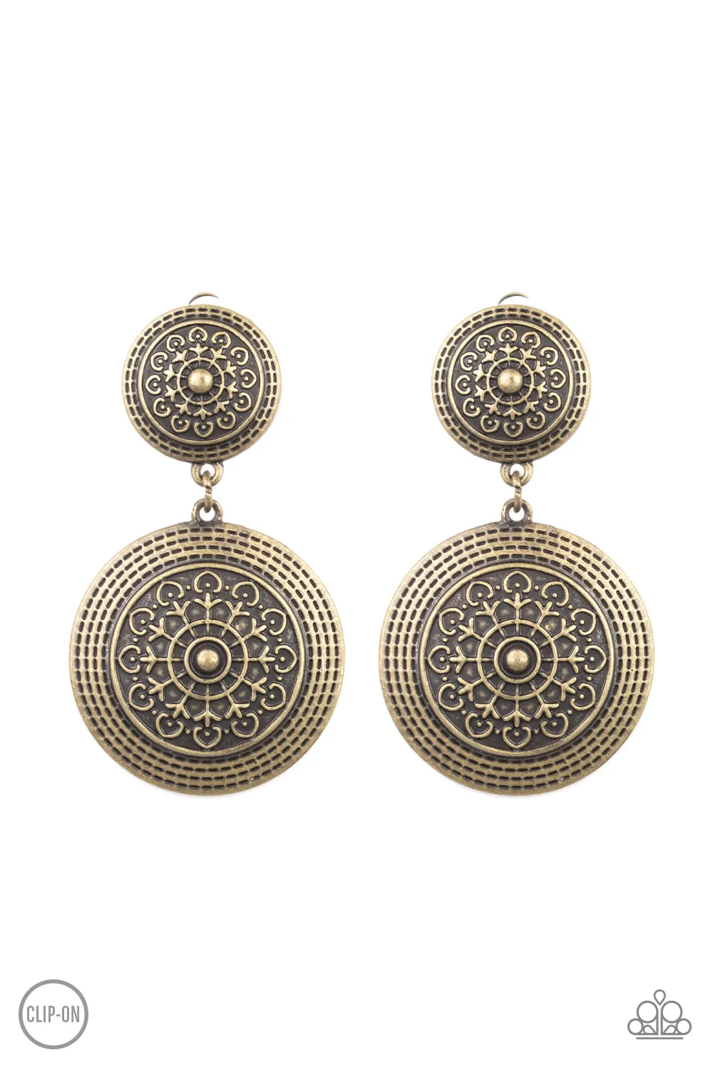 Paparazzi - Magnificent Medallions - Brass Earrings
