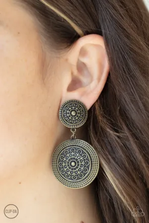 Paparazzi - Magnificent Medallions - Brass Earrings