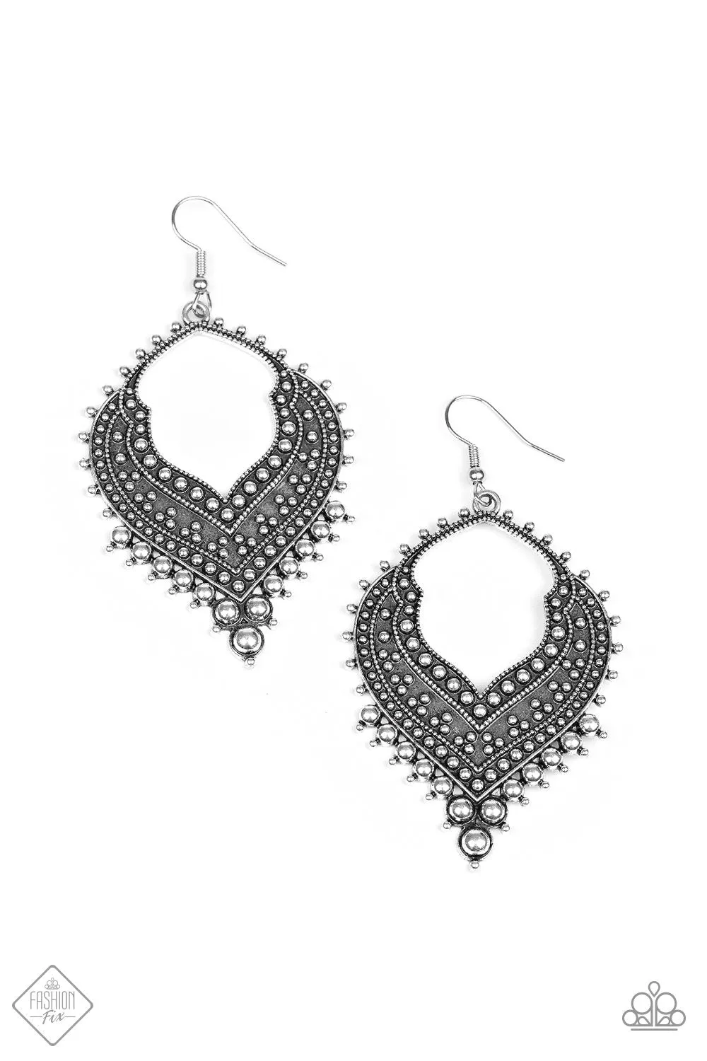 Paparazzi - Mojave Melody - Silver Studded Earrings