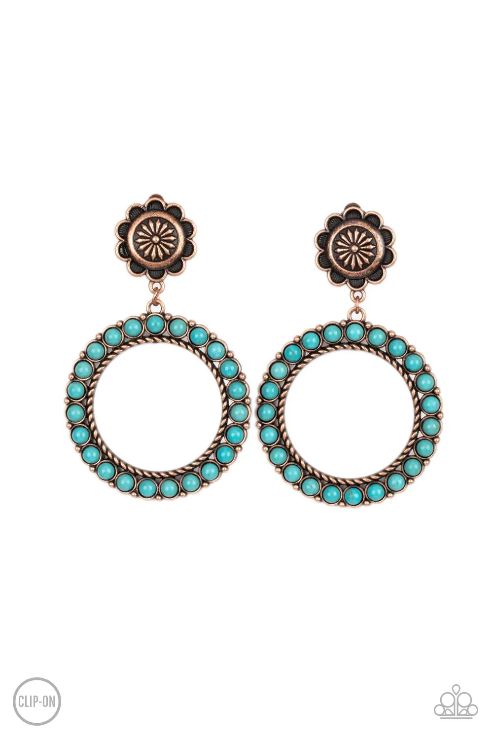 Paparazzi - Playfully Prairie - Copper Clip-On Earrings