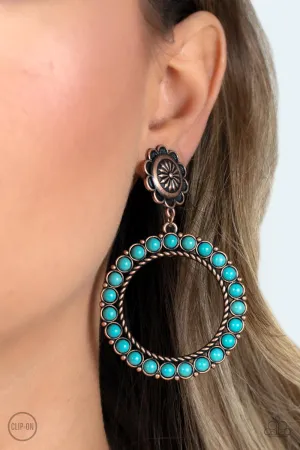 Paparazzi - Playfully Prairie - Copper Clip-On Earrings