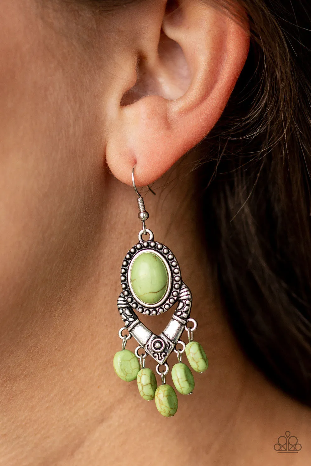 Paparazzi - Southern Sandstone - Green Earrings