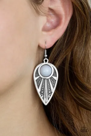Paparazzi - Talk The Walkabout - Silver Grey Earrings