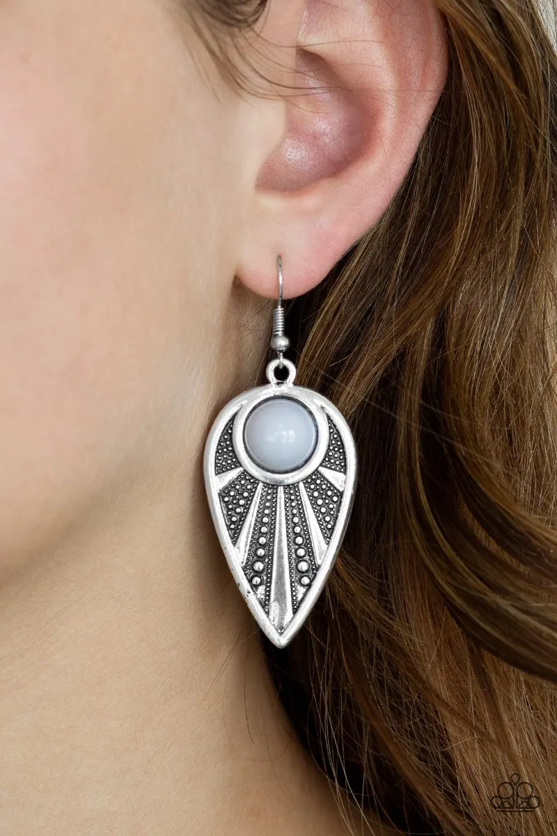 Paparazzi - Talk The Walkabout - Silver Grey Earrings