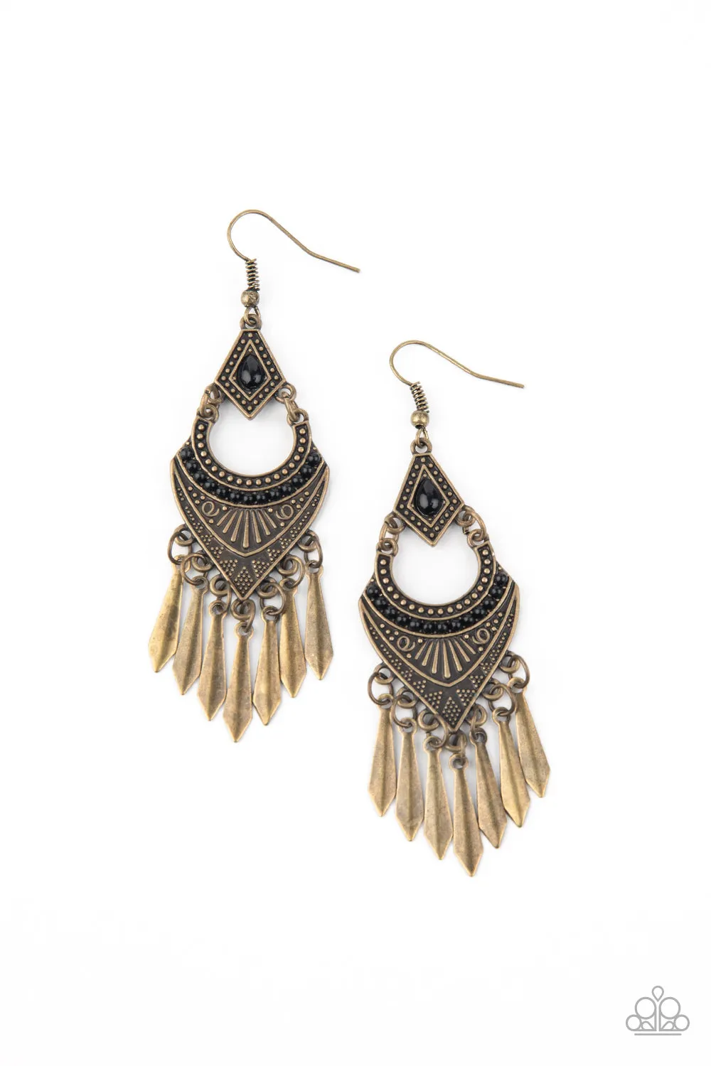 Paparazzi - Trailblazer Beam - Brass Earrings