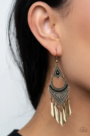 Paparazzi - Trailblazer Beam - Brass Earrings