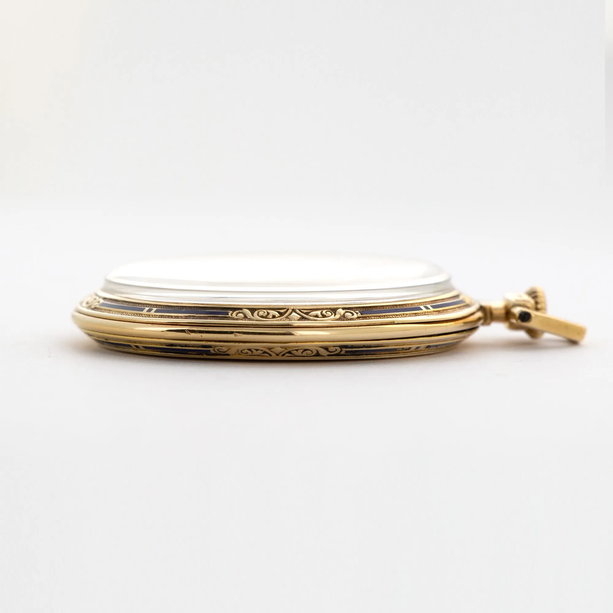 Patek Philippe Yellow Gold Enamel Engraved Pocket Watch from 1921