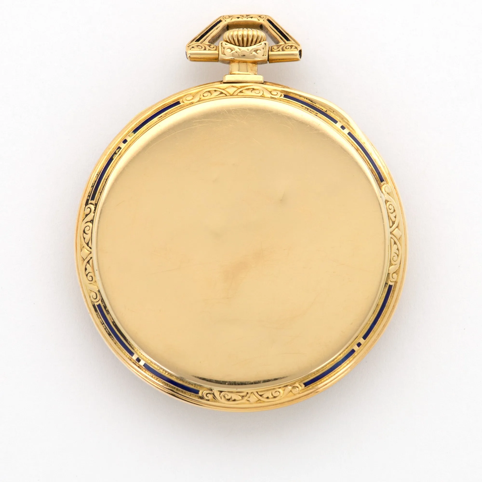 Patek Philippe Yellow Gold Enamel Engraved Pocket Watch from 1921