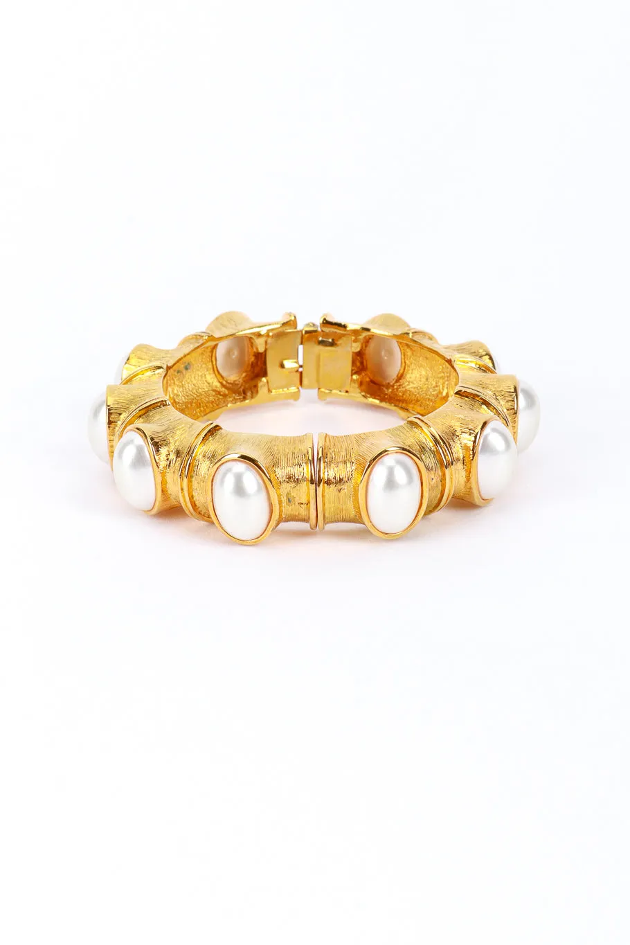 Pearl Cabochon Hinged Bangle