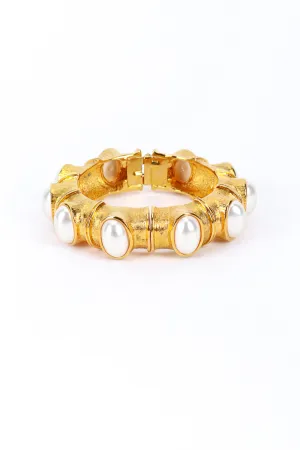Pearl Cabochon Hinged Bangle