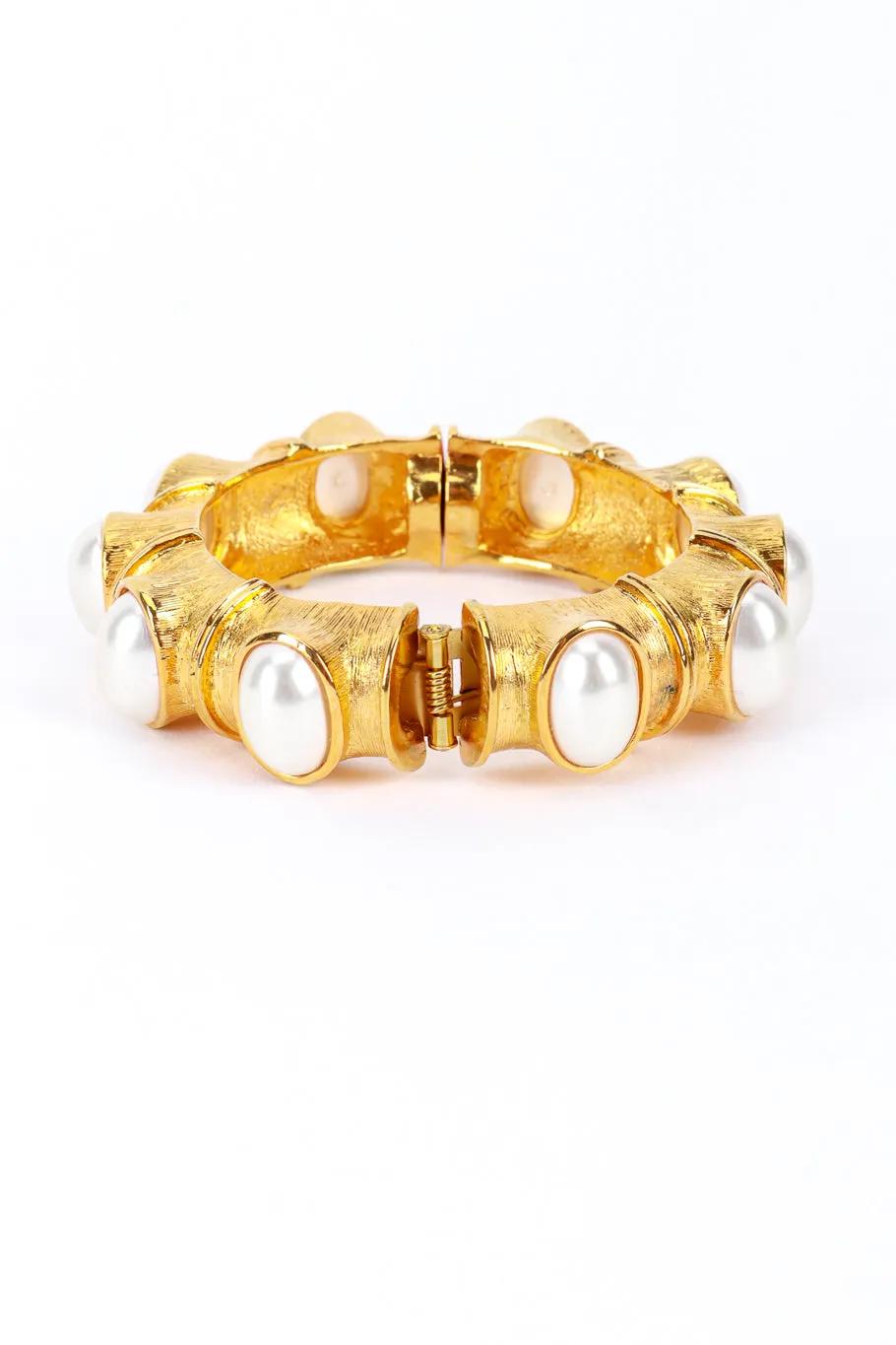 Pearl Cabochon Hinged Bangle