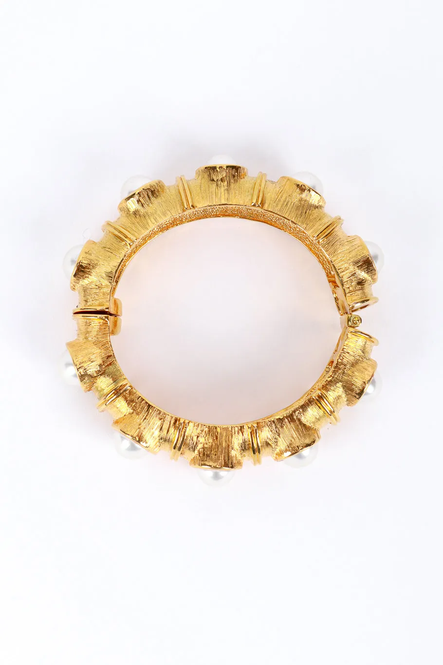Pearl Cabochon Hinged Bangle