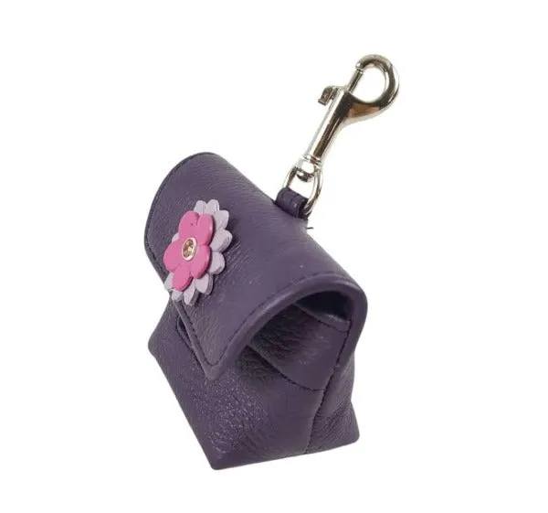 Penelope Flower Leather Poop Bag Holder with Crystal on the Flower