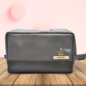 Personalized Dopp Kit- Washbag - Grey