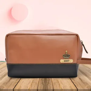 Personalized Dopp Kit- Washbag - Tan