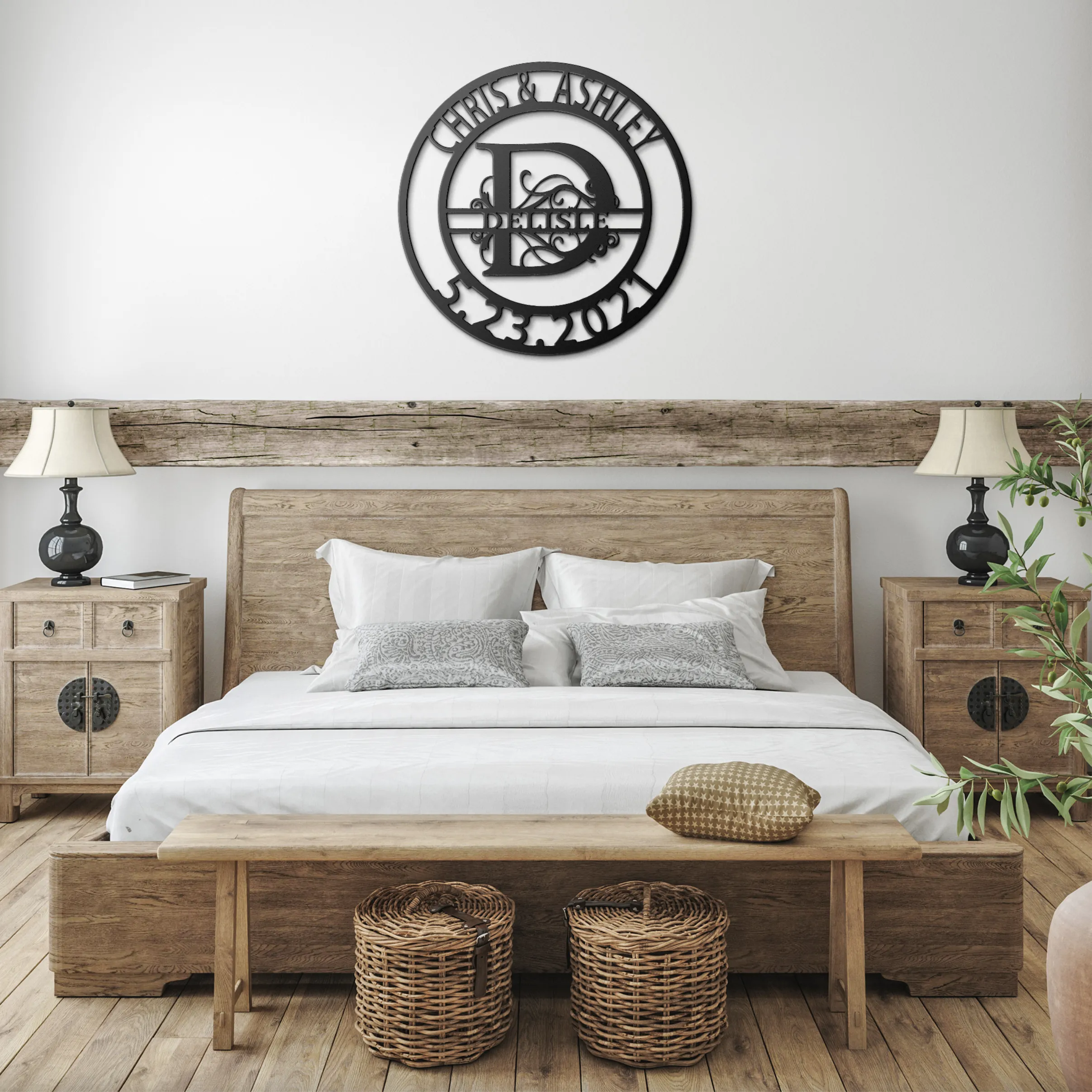 Personalized Split Letter Monogram & Family Name Steel Sign