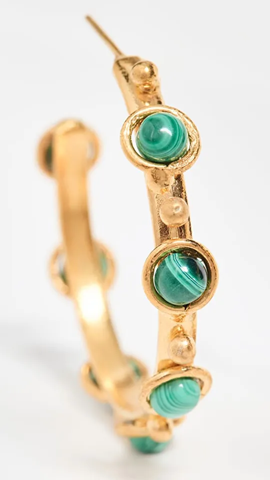 PETITE CANDY HOOPS - MALACHITE/AMAZONITE