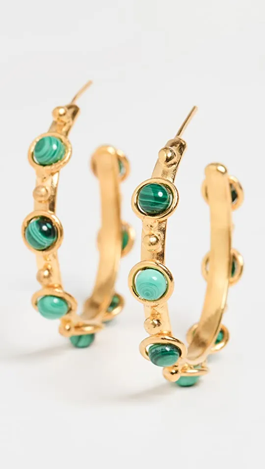 PETITE CANDY HOOPS - MALACHITE/AMAZONITE