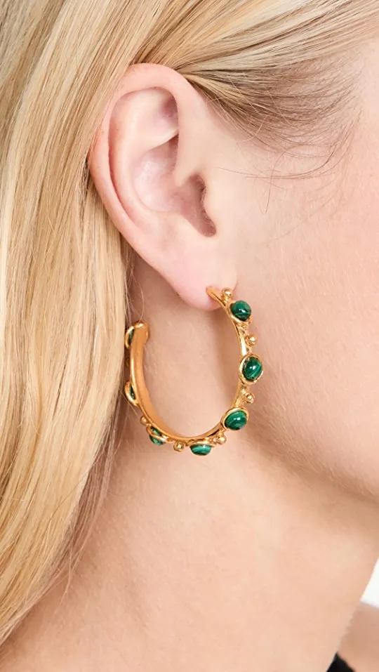 PETITE CANDY HOOPS - MALACHITE/AMAZONITE