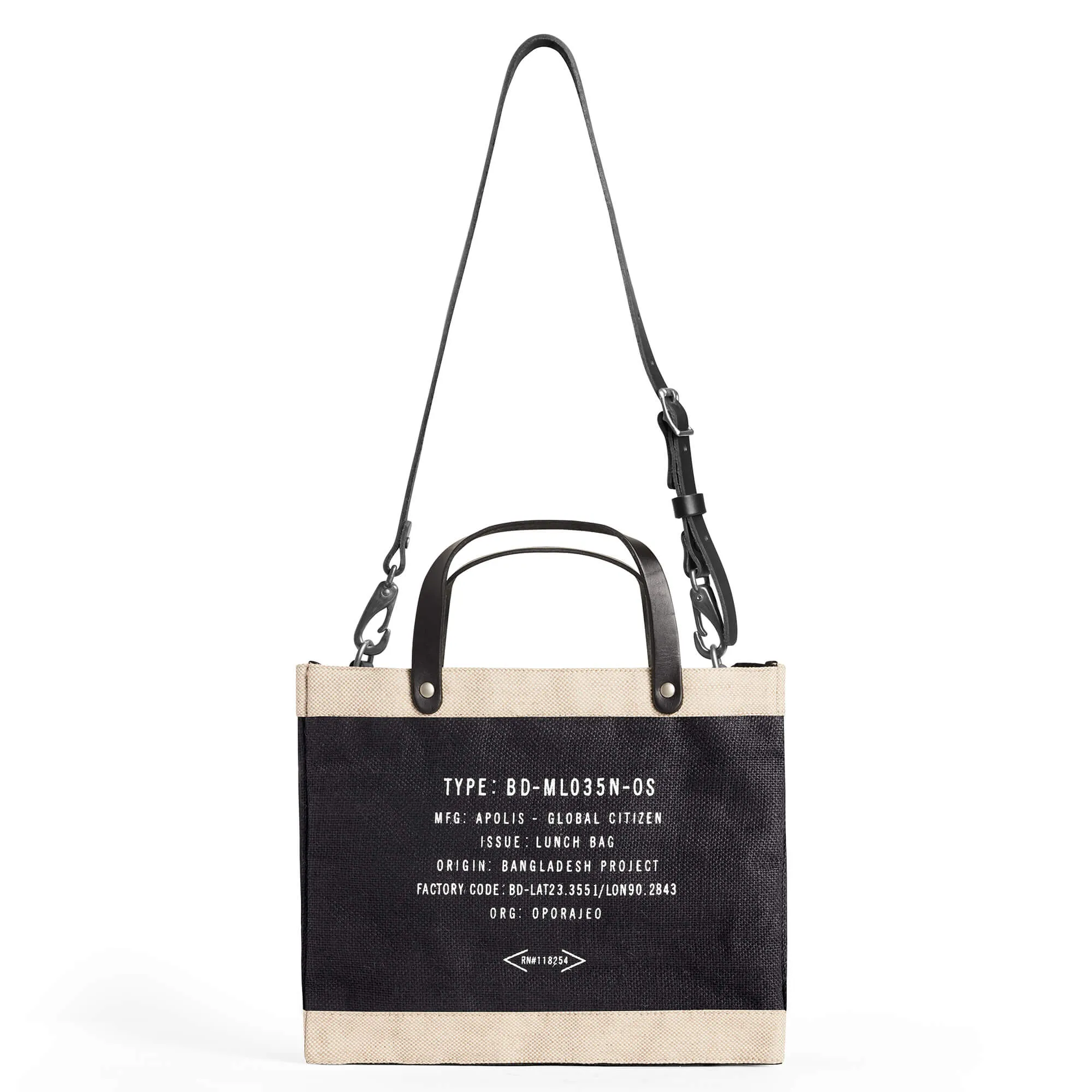 Petite Market Bag in Black with Black Strap (035BKSTRAP)