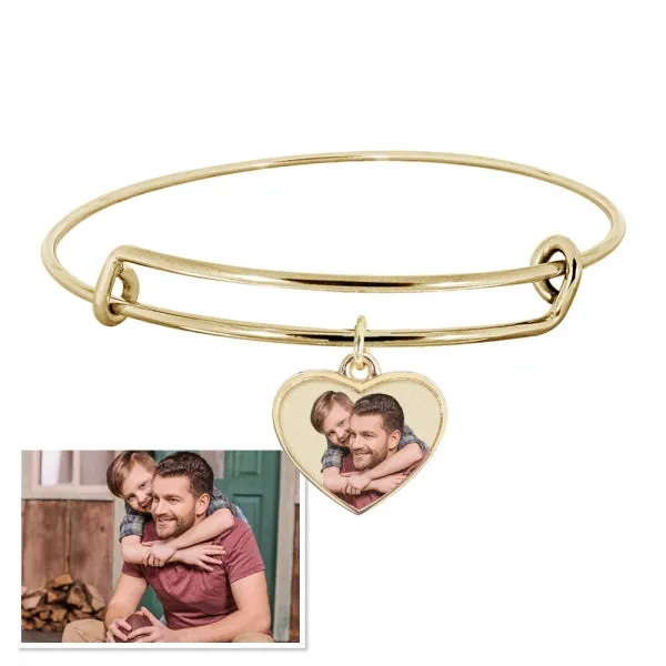 Photo Charm Heart Expandable Bracelet Jewelry
