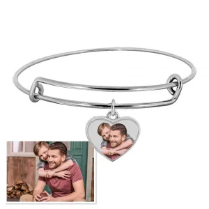 Photo Charm Heart Expandable Bracelet Jewelry