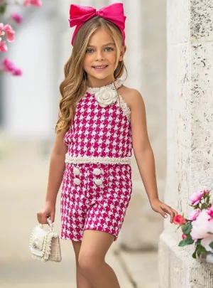 Picnics and Photoshoots Houndstooth Tweed Top and Short Set