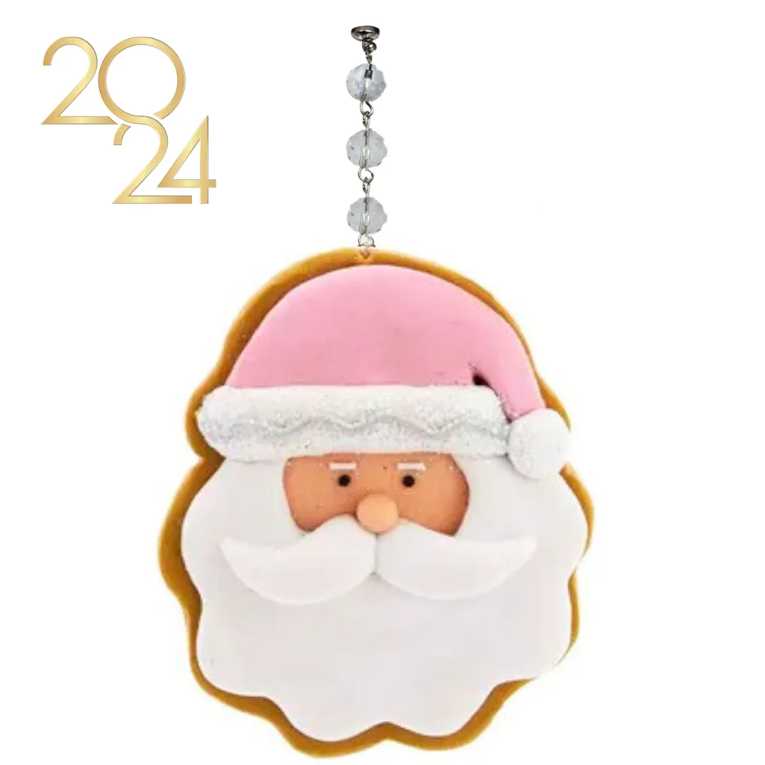 PINK SANTA FACE (Set/3) or (Set/1) MAGNETIC CHANDELIER ORNAMENT