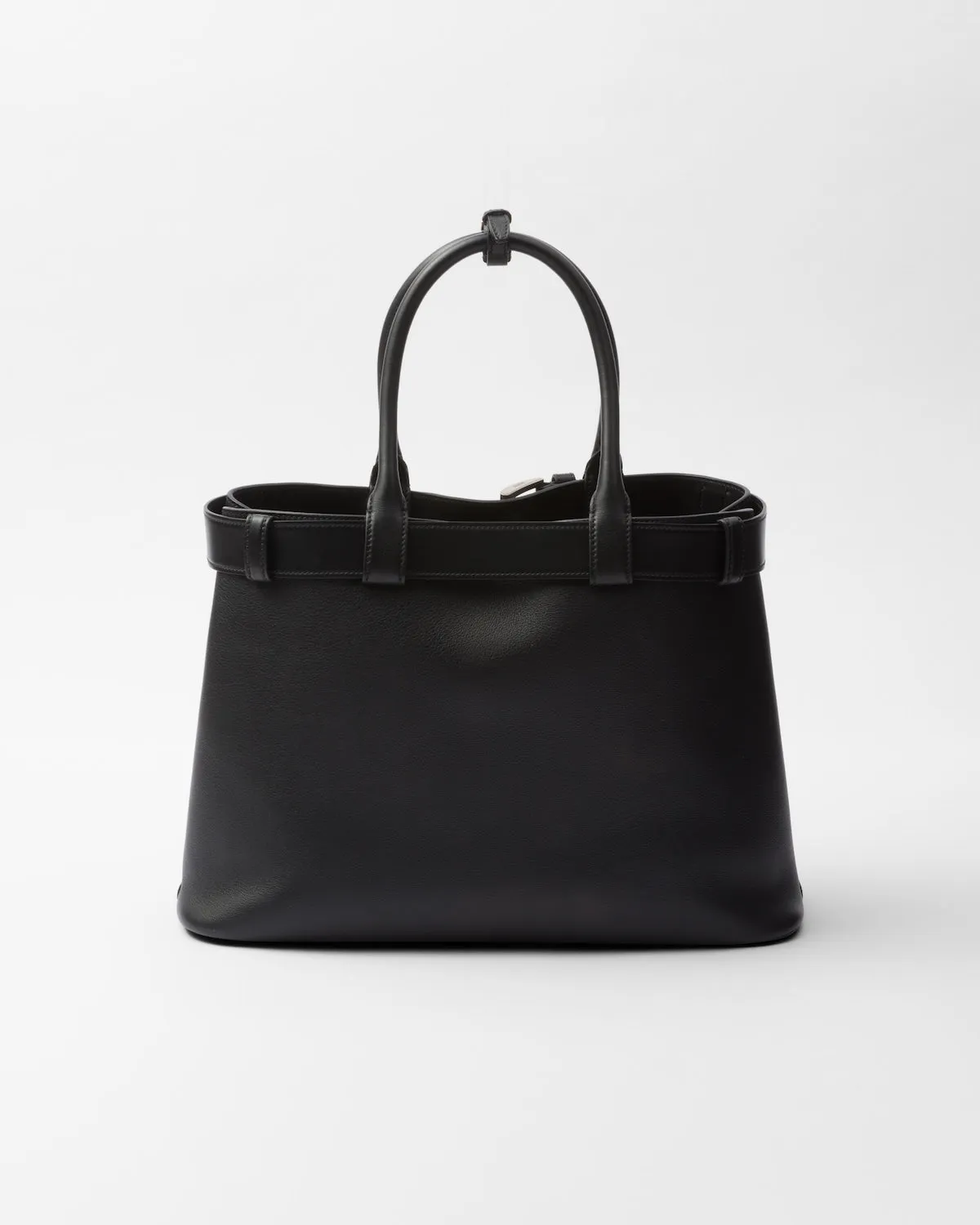Prada Buckle Large Leather Handbag With Belt