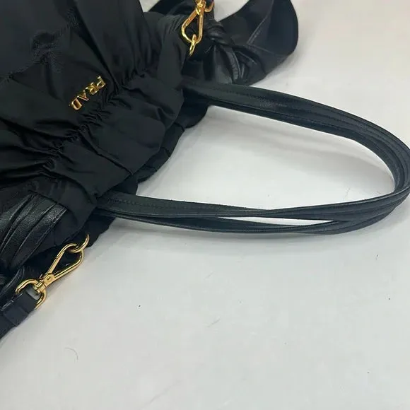 PREOWNED PRADA Vintage Nylon 2-way Bag with Side Ribbon in Black