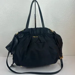 PREOWNED PRADA Vintage Nylon 2-way Bag with Side Ribbon in Black