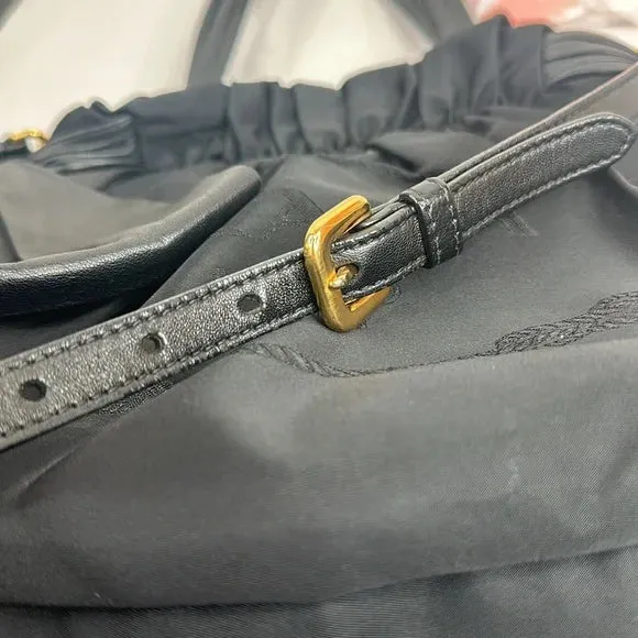 PREOWNED PRADA Vintage Nylon 2-way Bag with Side Ribbon in Black