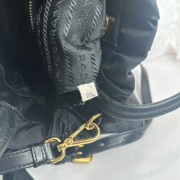 PREOWNED PRADA Vintage Nylon 2-way Bag with Side Ribbon in Black