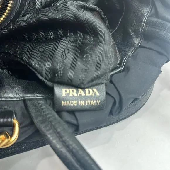 PREOWNED PRADA Vintage Nylon 2-way Bag with Side Ribbon in Black