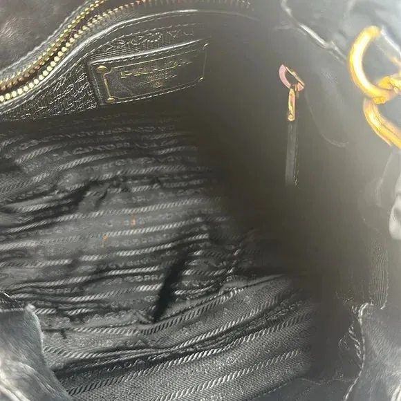 PREOWNED PRADA Vintage Nylon 2-way Bag with Side Ribbon in Black