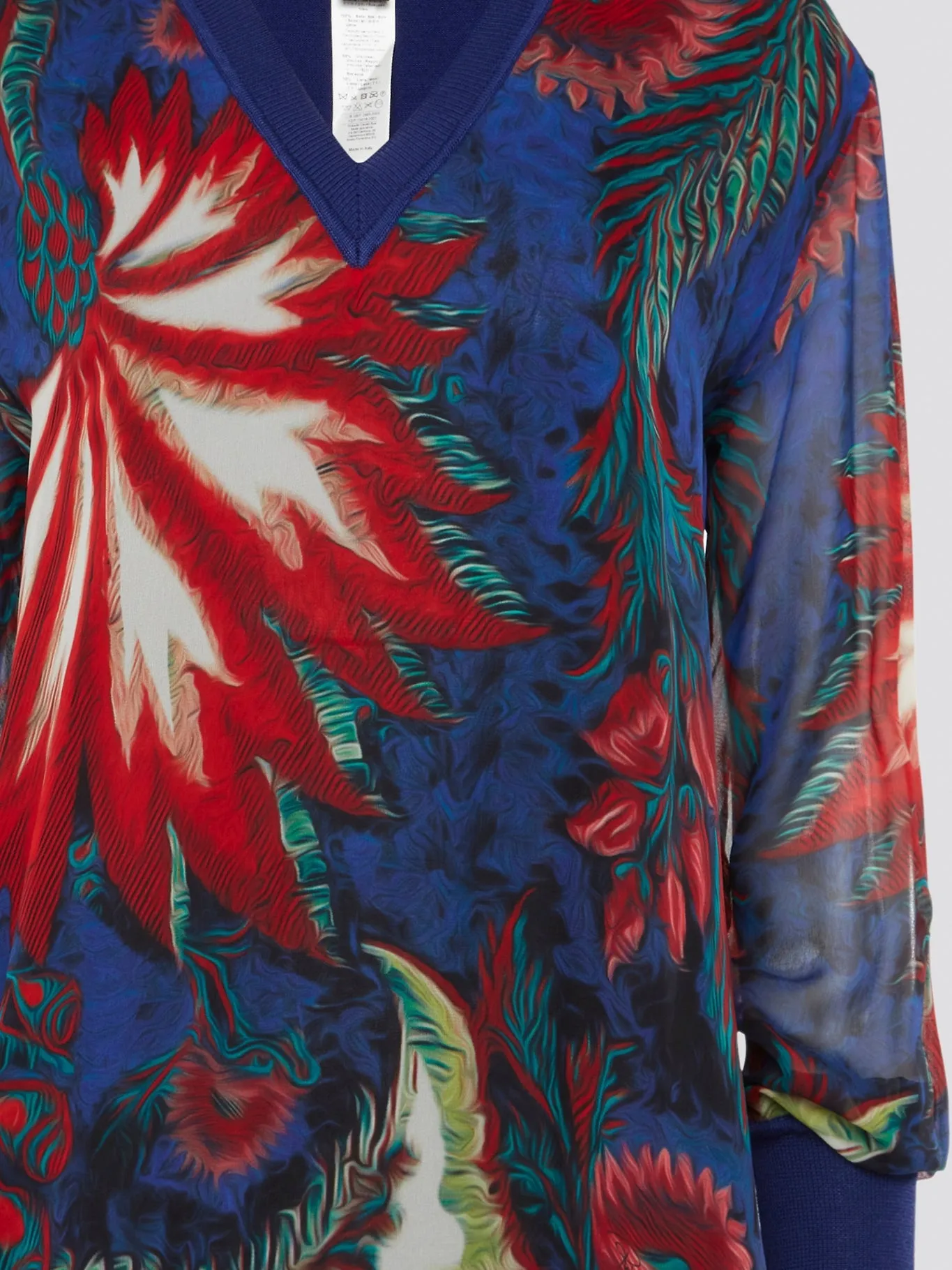 Printed Ribbed Trim Dress