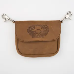 PSK54  Clip Pouch- Brown Skull w/Wings