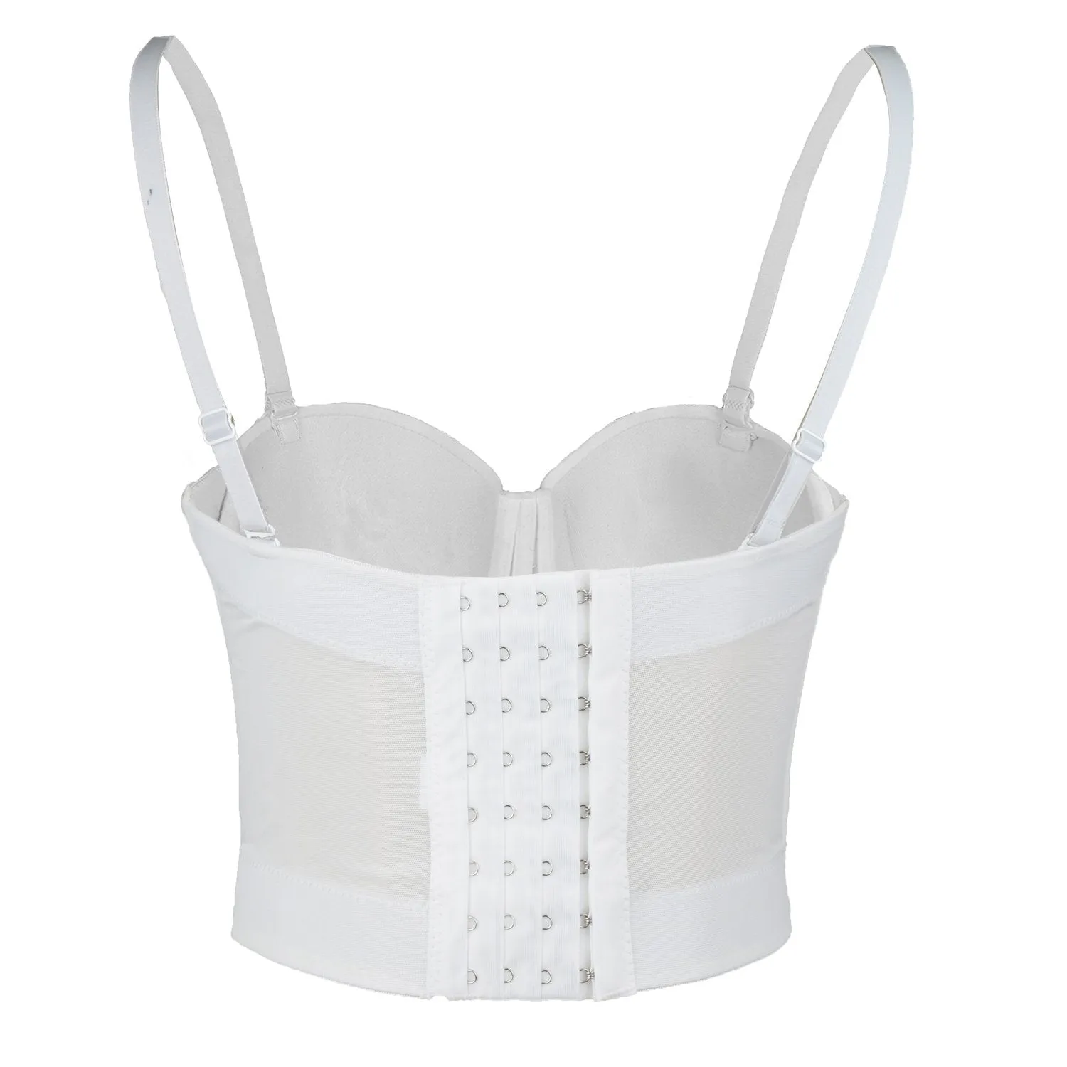 PU Leather Bustier Crop Top Push Up Club Party Women's Corset Top Bra White