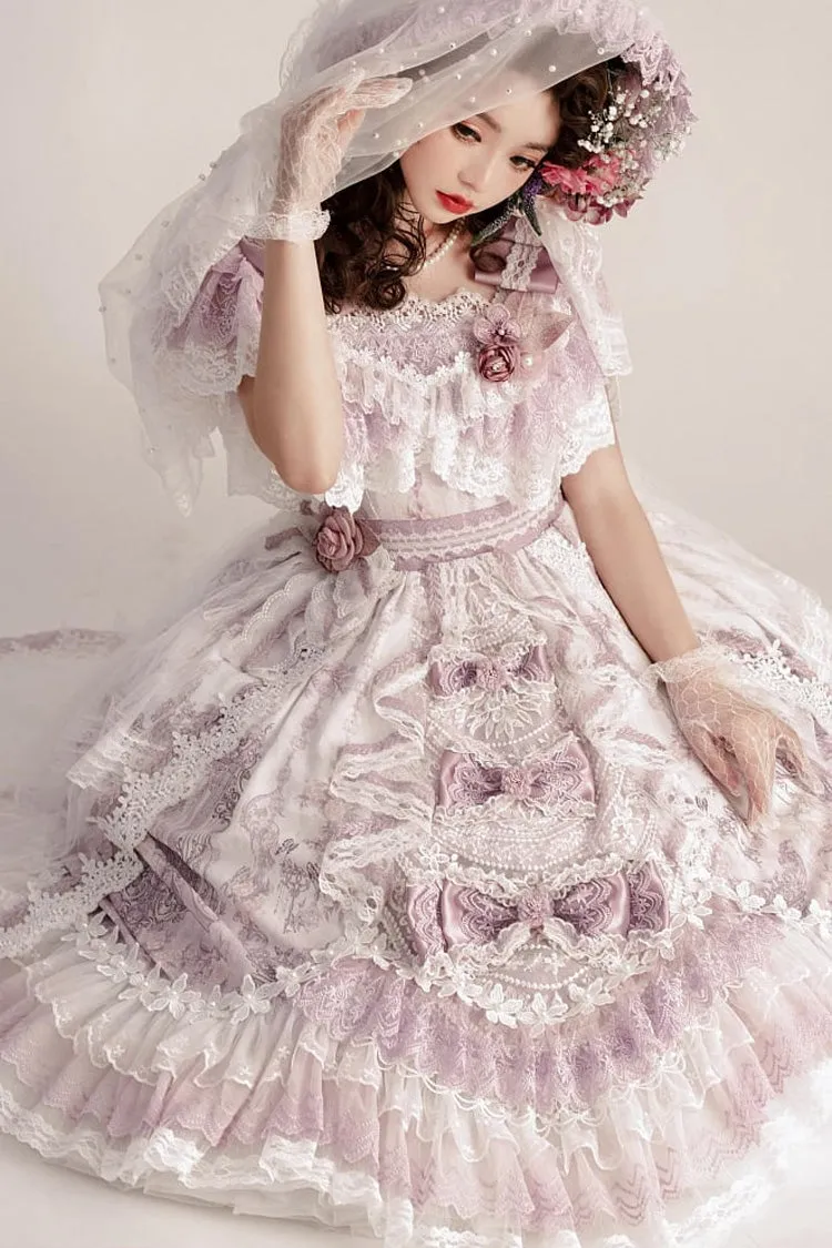 Purple The Key to the Secret Realm Gorgeous Wedding Princess Sweet Lolita Dress Set