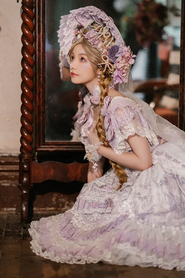 Purple The Key to the Secret Realm Gorgeous Wedding Princess Sweet Lolita Dress Set