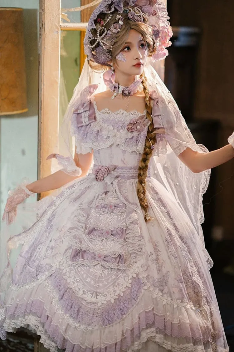 Purple The Key to the Secret Realm Gorgeous Wedding Princess Sweet Lolita Dress Set