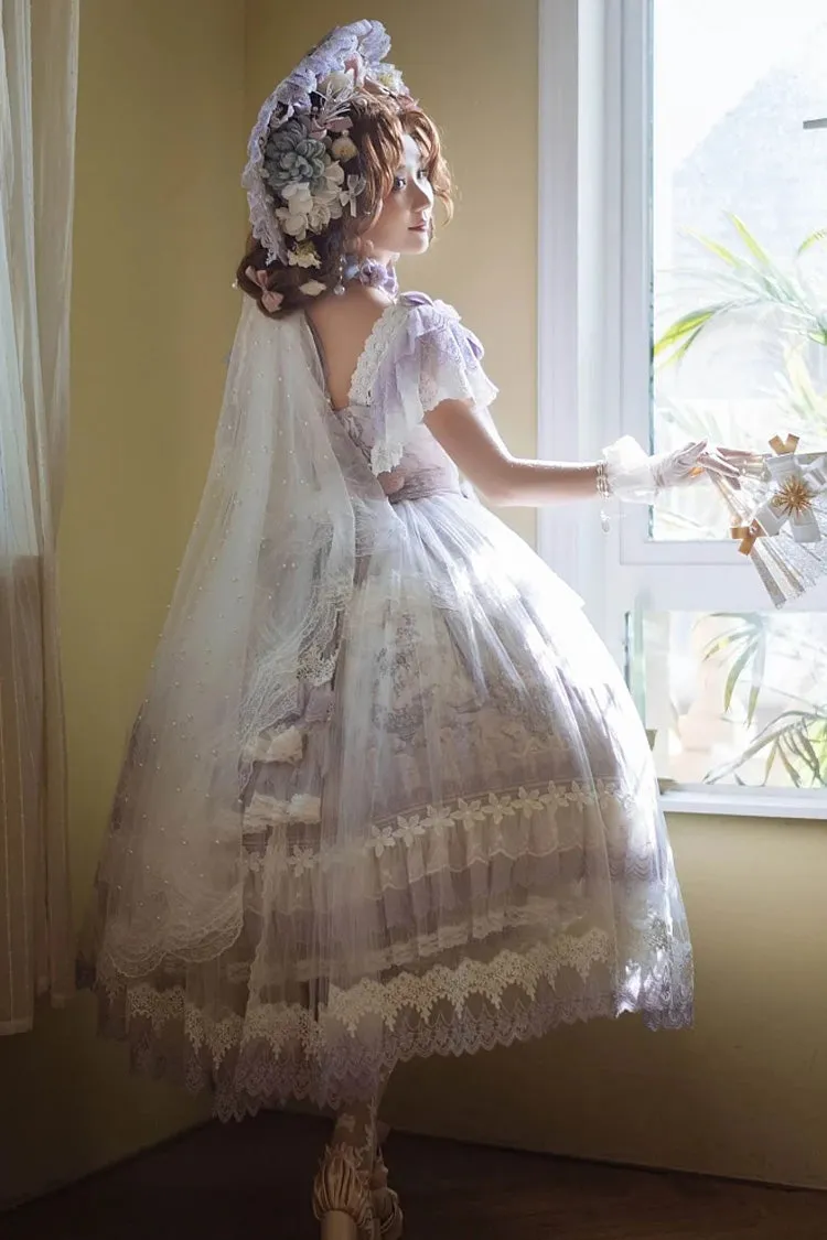 Purple The Key to the Secret Realm Gorgeous Wedding Princess Sweet Lolita Dress Set