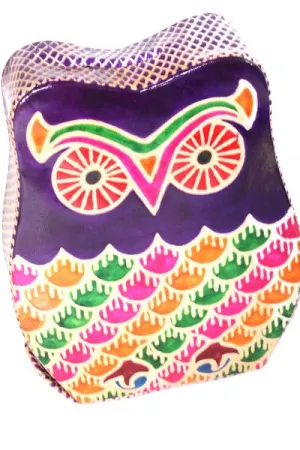 Purple Vintage Owl Leather Art Coin Bank