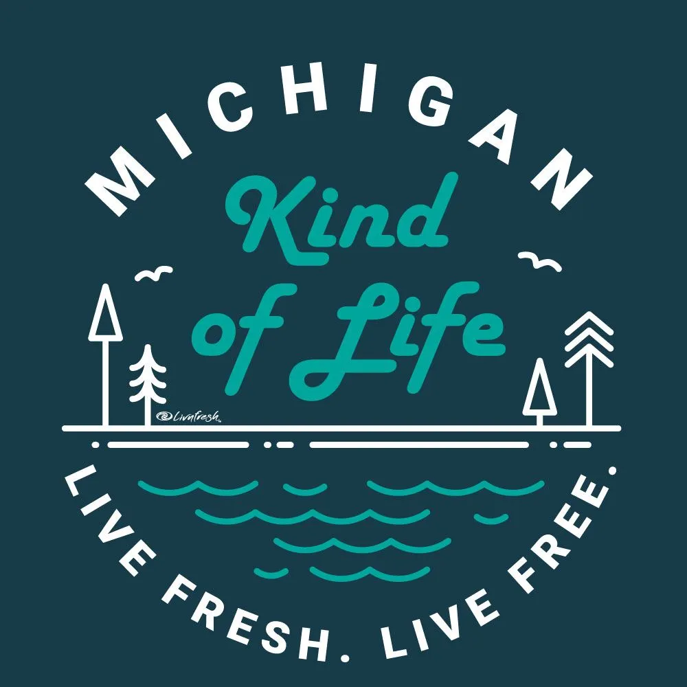 "Michigan Kind Of Life" Women's Striped Double Hood Pullover