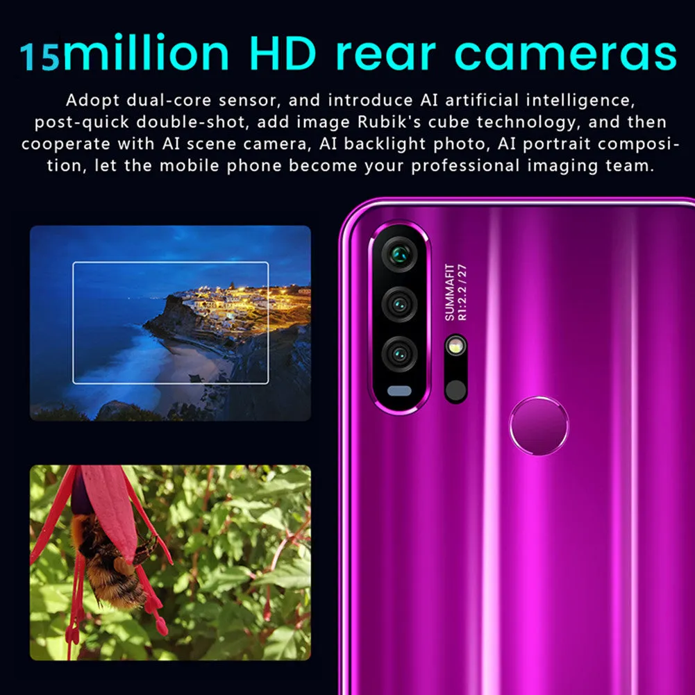 R30 pro Smart Phone 4G Network 3G   64g High Configuration Face Recognition Fingerprint Recognition Phone purple_Australian regulations