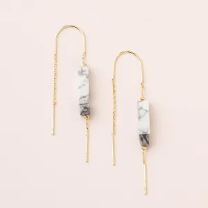 Rectangle Stone Earring: Howlite/Black/Gold