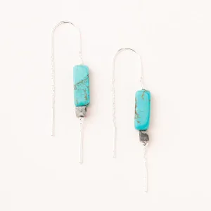 Rectangle Stone Earring: Turquoise/Black/Silver
